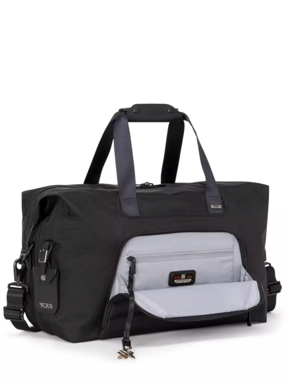 Tumi Black Men’s Duffel Bag with Silver Interior